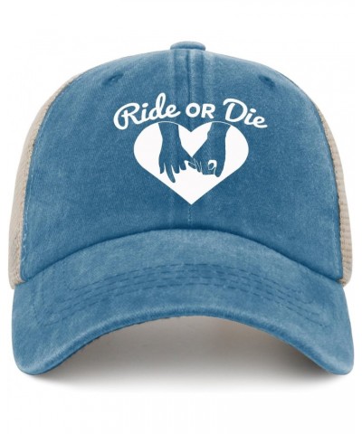 Ride or die Hats for Women Baseball Cap Low profilees Washed Hiking hat Fitted Lake Blue $8.62 Baseball Caps