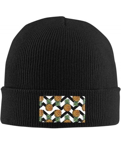 Summer Pineapple Print Beanie Hat Gift Knitted Hat for Men Women,Lightweight,Elastic, Suitable for Travel Black $11.81 Skulli...