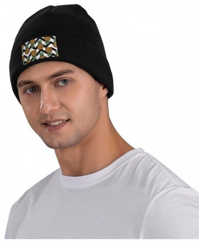 Summer Pineapple Print Beanie Hat Gift Knitted Hat for Men Women,Lightweight,Elastic, Suitable for Travel Black $11.81 Skulli...