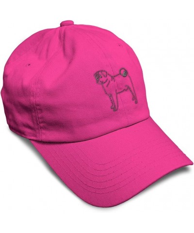 Soft Baseball Cap Domestic Pug Dog Embroidery Dogs Sideview Twill Cotton Breed Dad Hats for Men & Women Hot Pink Design Only ...