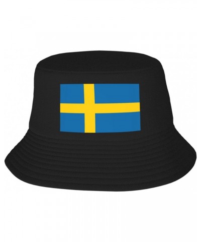 Flag of Sweden Bucket Hat for Men Women Outdoor Summer Beach Travel Fishing Cap Black $12.89 Bucket Hats