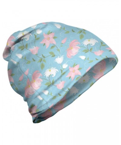 Unisex Beanie, Pink and White Flowers, Hiking Outdoors $13.33 Skullies & Beanies