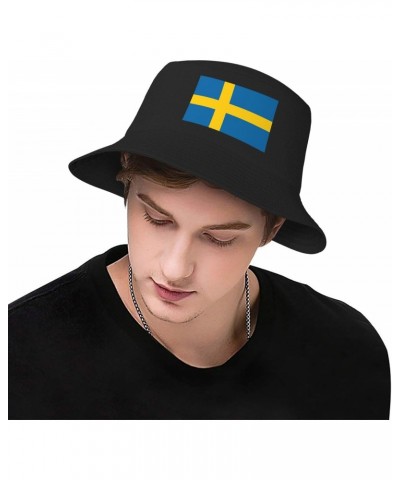 Flag of Sweden Bucket Hat for Men Women Outdoor Summer Beach Travel Fishing Cap Black $12.89 Bucket Hats