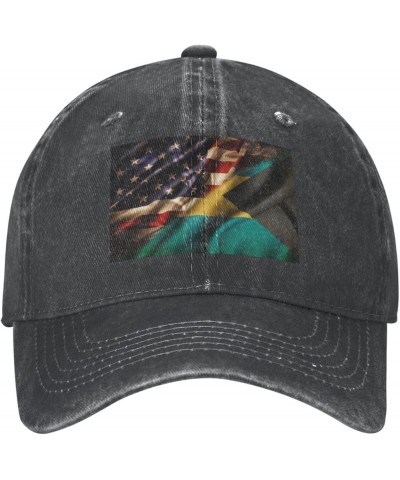 America Bahamas Flag Denim Baseball Cap, Adjustable Fitted Hat Retro Casquette for Men Women Combined Bahamas and Usa Flag $1...