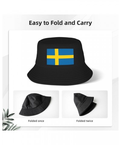 Flag of Sweden Bucket Hat for Men Women Outdoor Summer Beach Travel Fishing Cap Black $12.89 Bucket Hats