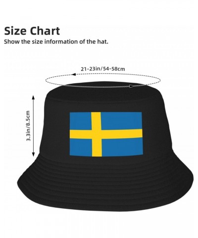 Flag of Sweden Bucket Hat for Men Women Outdoor Summer Beach Travel Fishing Cap Black $12.89 Bucket Hats