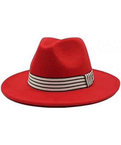 Outdoor Top Travel Hats Autumn Winter Fedoras Women's Felt Hat Adult Jazz Panama Hat Fengyan Cowboy Hats Rose Red $14.77 Fedoras