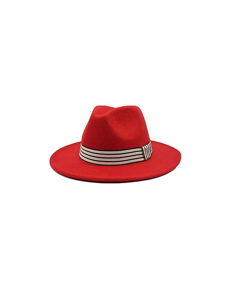 Outdoor Top Travel Hats Autumn Winter Fedoras Women's Felt Hat Adult Jazz Panama Hat Fengyan Cowboy Hats Rose Red $14.77 Fedoras