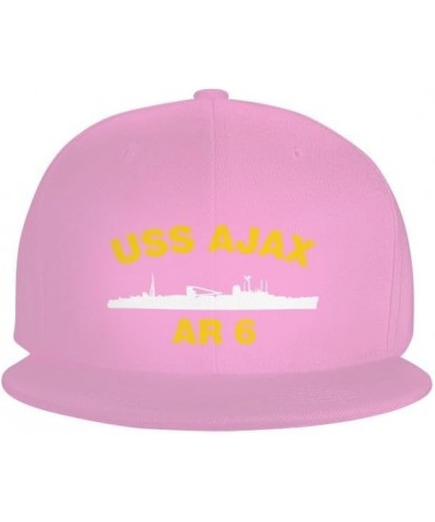 USS AJAX AR 6 Flag-Baseball Caps-Denim Hats Cowboy Knit hat Fisherman's hat Pink $16.98 Baseball Caps