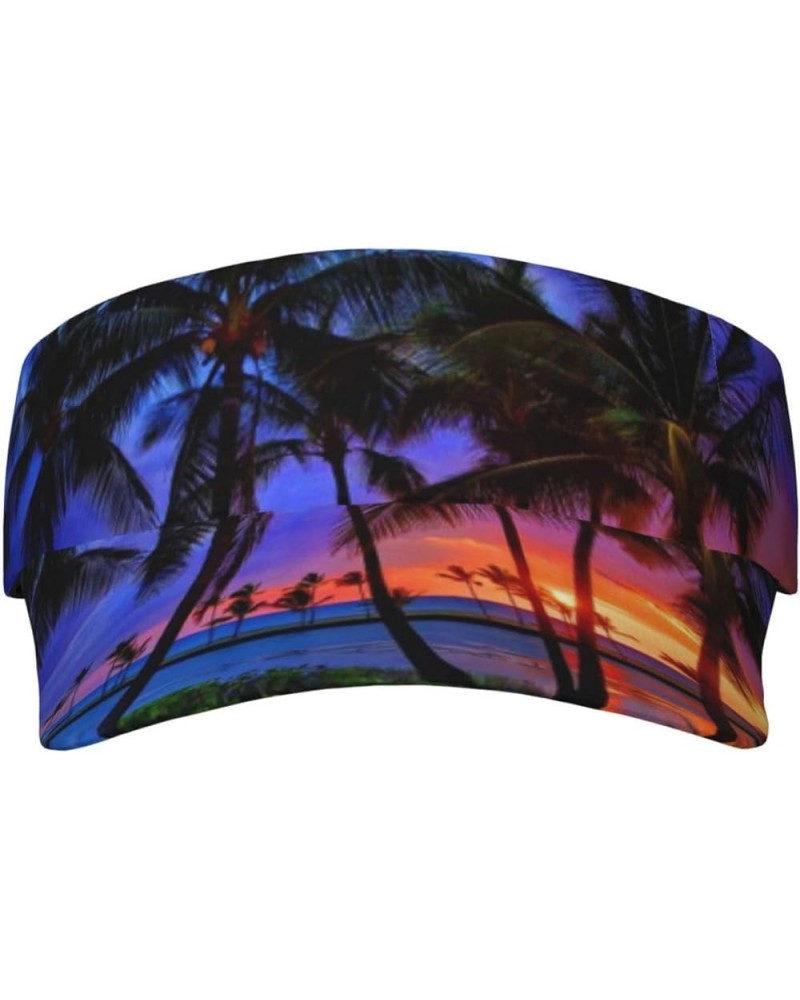 Hawaii Palm Tree Sun Visors Hats for Women & Men Adjustable Tropical Sports Caps for Golf Running Summer Beach Palm Tree-r000...