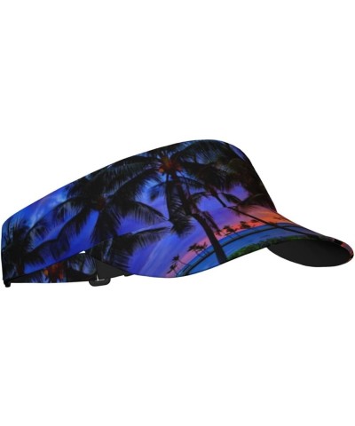 Hawaii Palm Tree Sun Visors Hats for Women & Men Adjustable Tropical Sports Caps for Golf Running Summer Beach Palm Tree-r000...