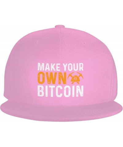 Adjustable Make Your Own Bitcoin Snapback Hat for Men Women Baseball Cap Dad Hats Pink $14.17 Baseball Caps