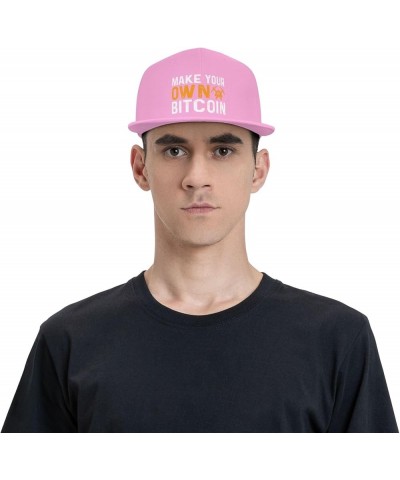 Adjustable Make Your Own Bitcoin Snapback Hat for Men Women Baseball Cap Dad Hats Pink $14.17 Baseball Caps