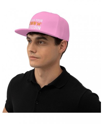 Adjustable Make Your Own Bitcoin Snapback Hat for Men Women Baseball Cap Dad Hats Pink $14.17 Baseball Caps