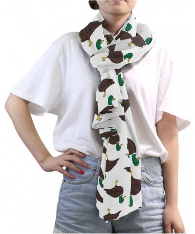 Duck on White Chiffon Silk Long Scarf Shawl Wrap $12.41 Scarves