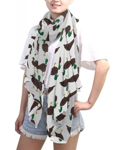 Duck on White Chiffon Silk Long Scarf Shawl Wrap $12.41 Scarves