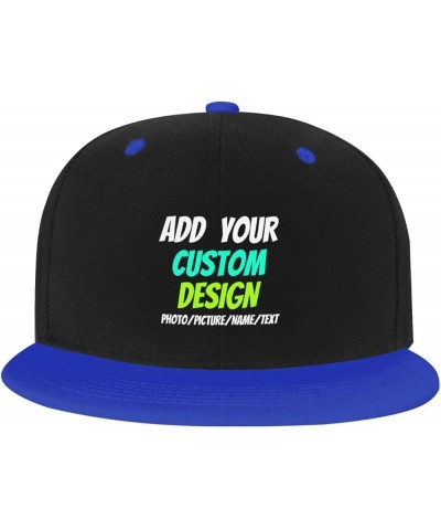 Customized Baseball Caps Add Your Image/Text，Custom Hats Design Your Own Trucker Hat for Men Women. C-blue $7.50 Baseball Caps