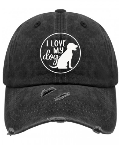 I Love My Dog Hats for Mens Washed Distressed Baseball Caps Aesthetic Washed Ball Cap Quick Dry $9.65 Baseball Caps