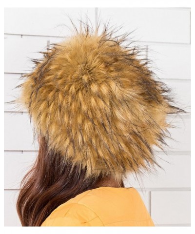 Women's Faux Fox Fur Russian Cossack Ski Christmas Caps Cable Knit Beanie Yellow $13.77 Skullies & Beanies