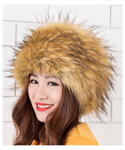 Women's Faux Fox Fur Russian Cossack Ski Christmas Caps Cable Knit Beanie Yellow $13.77 Skullies & Beanies