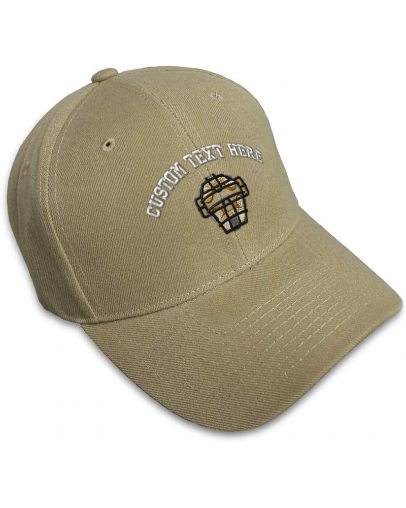 Custom Baseball Cap Umpire's Mask Embroidery Acrylic Dad Hats for Men & Women Khaki Personalized Text Here $14.74 Baseball Caps