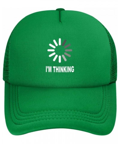 I'm Thinking Trucker Hat Men Mesh Baseball Cap Women Dad Hat Sun Hat Adjustable Ponytail Hat Black Green $9.65 Baseball Caps