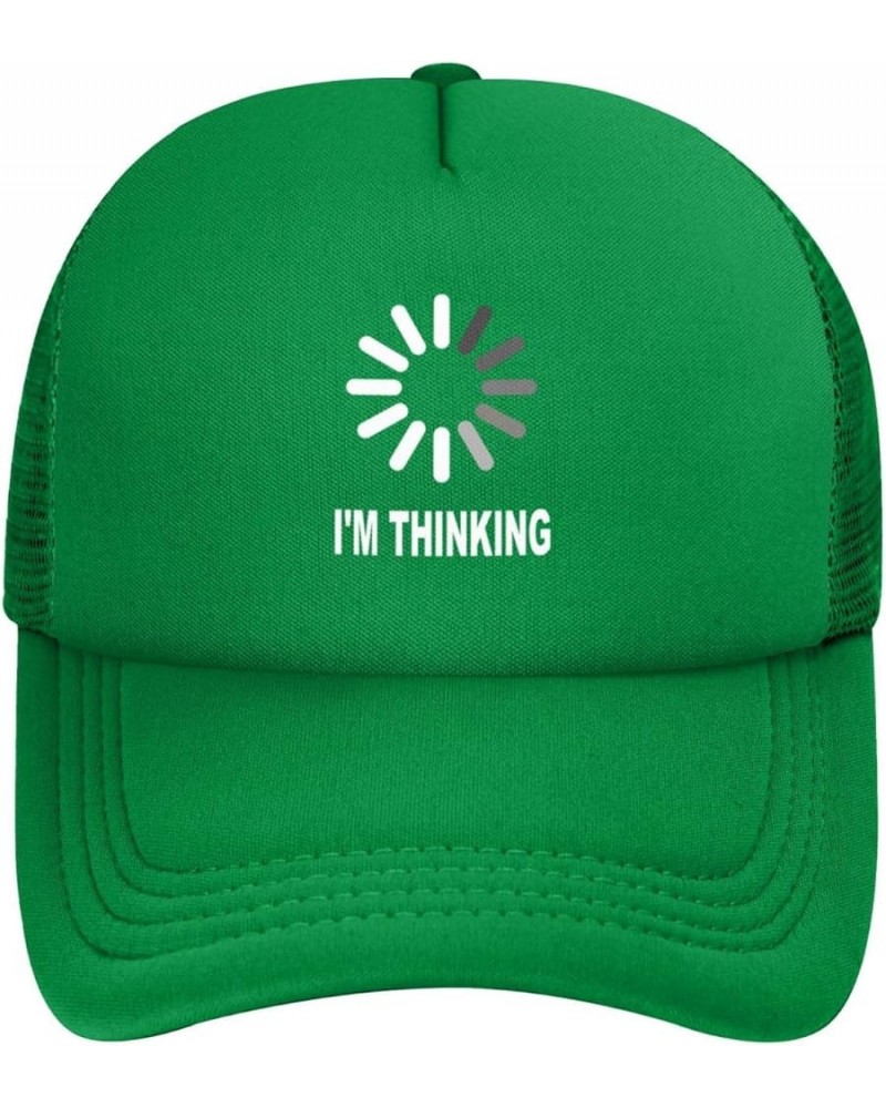 I'm Thinking Trucker Hat Men Mesh Baseball Cap Women Dad Hat Sun Hat Adjustable Ponytail Hat Black Green $9.65 Baseball Caps