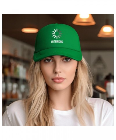 I'm Thinking Trucker Hat Men Mesh Baseball Cap Women Dad Hat Sun Hat Adjustable Ponytail Hat Black Green $9.65 Baseball Caps