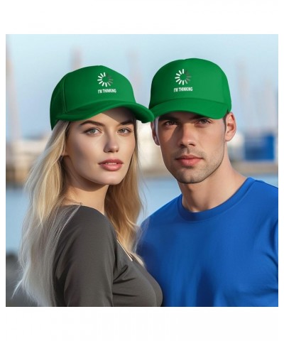 I'm Thinking Trucker Hat Men Mesh Baseball Cap Women Dad Hat Sun Hat Adjustable Ponytail Hat Black Green $9.65 Baseball Caps