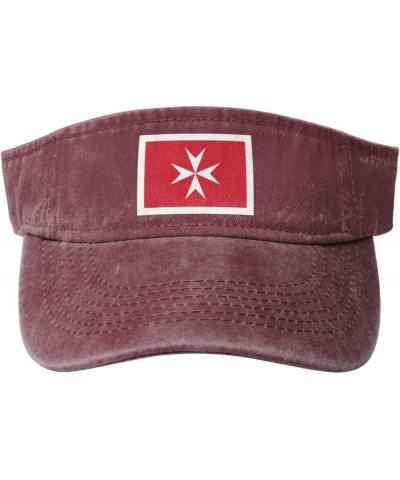 Civil Ensign of Malta Sun Visor Hats for Women Men Adjustable Sports Sun Hats Cotton Golf Cap Red $11.41 Visors