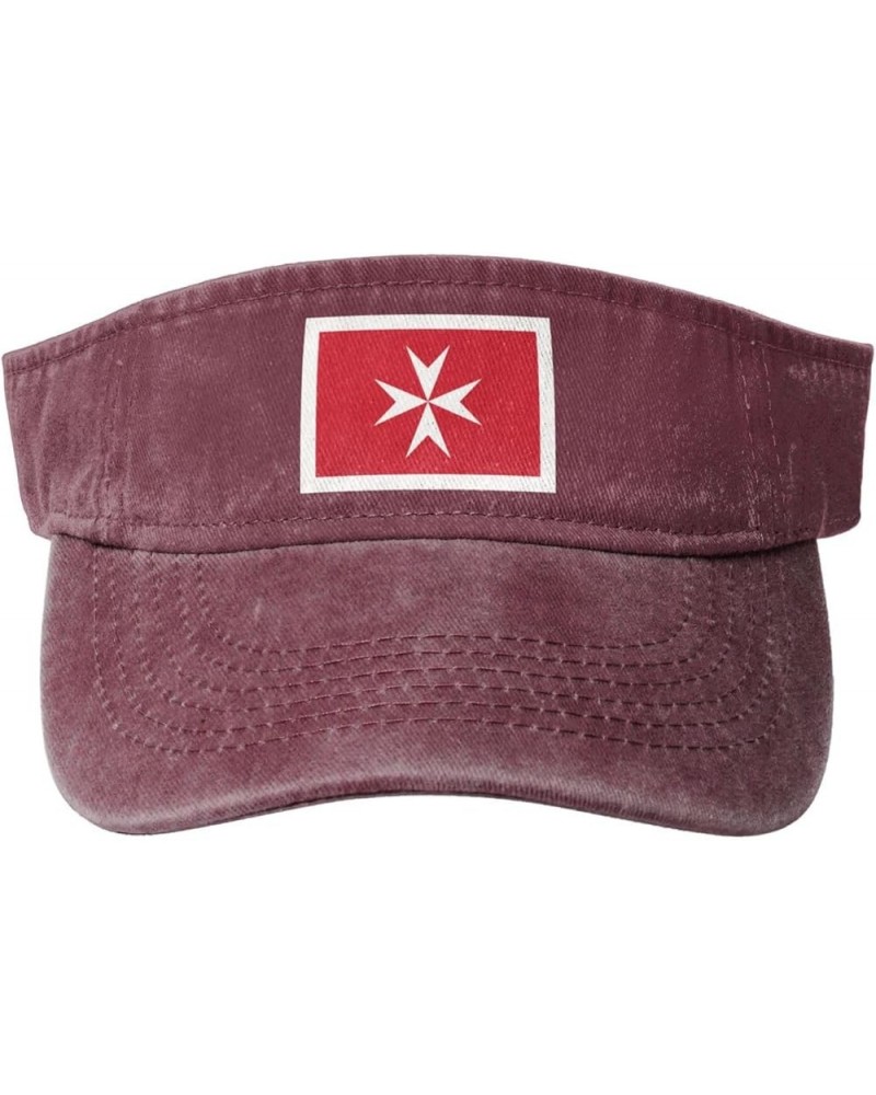 Civil Ensign of Malta Sun Visor Hats for Women Men Adjustable Sports Sun Hats Cotton Golf Cap Red $11.41 Visors