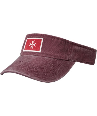 Civil Ensign of Malta Sun Visor Hats for Women Men Adjustable Sports Sun Hats Cotton Golf Cap Red $11.41 Visors