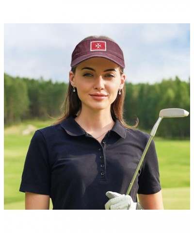 Civil Ensign of Malta Sun Visor Hats for Women Men Adjustable Sports Sun Hats Cotton Golf Cap Red $11.41 Visors