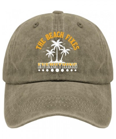 The Beach Fixes Everything Hats Baseball Hats for Men Pigment Black Men's Hats Gifts for Boyfriends Beach Caps Pigment Khaki ...