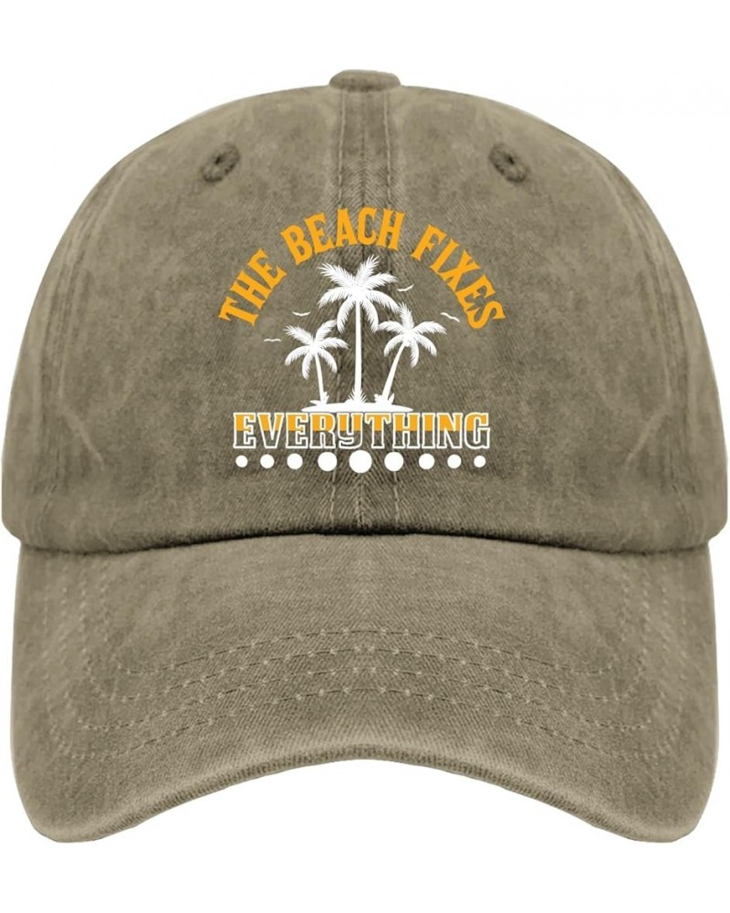 The Beach Fixes Everything Hats Baseball Hats for Men Pigment Black Men's Hats Gifts for Boyfriends Beach Caps Pigment Khaki ...