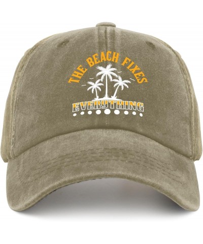 The Beach Fixes Everything Hats Baseball Hats for Men Pigment Black Men's Hats Gifts for Boyfriends Beach Caps Pigment Khaki ...