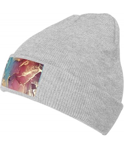 Marble Texture Print Unisex Lightweight Knit Hat Cap Multifunctional Beanie for Travel, Hiking,Skiing Gray $12.54 Skullies & ...