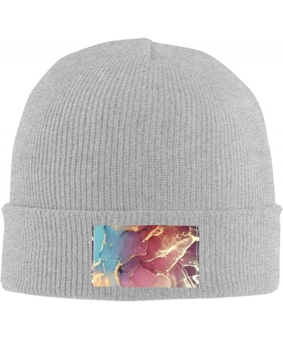 Marble Texture Print Unisex Lightweight Knit Hat Cap Multifunctional Beanie for Travel, Hiking,Skiing Gray $12.54 Skullies & ...