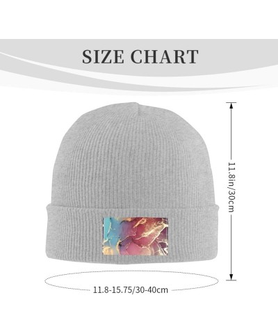 Marble Texture Print Unisex Lightweight Knit Hat Cap Multifunctional Beanie for Travel, Hiking,Skiing Gray $12.54 Skullies & ...