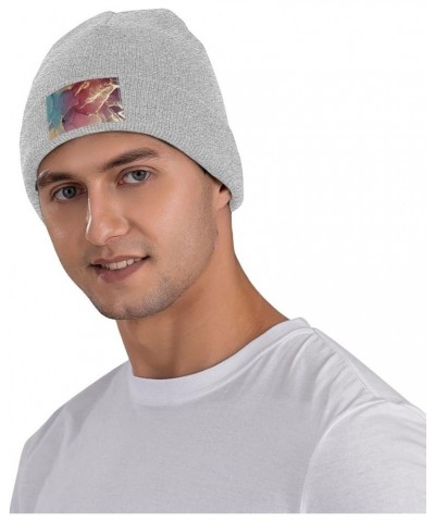 Marble Texture Print Unisex Lightweight Knit Hat Cap Multifunctional Beanie for Travel, Hiking,Skiing Gray $12.54 Skullies & ...