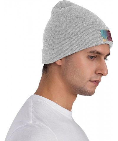 Marble Texture Print Unisex Lightweight Knit Hat Cap Multifunctional Beanie for Travel, Hiking,Skiing Gray $12.54 Skullies & ...