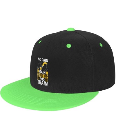 No Pain No Gain Shut Up and Train Baseball Cap for Men Women Snapback Hat Adjustable Flat Bill Hats Green $12.61 Baseball Caps