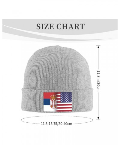 Serbian American Half Knit Hats Winter Warm Chunky Beanie Hat for Men Women Gray $14.06 Skullies & Beanies