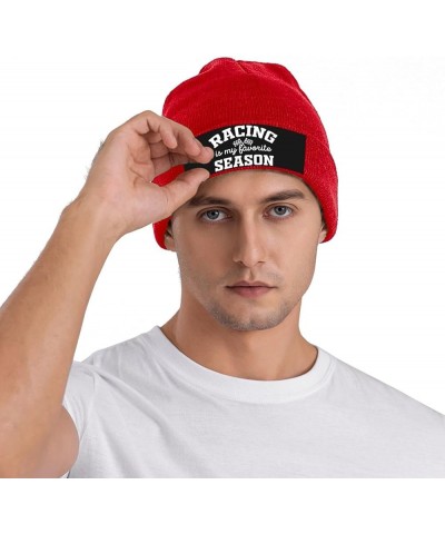 Racing is My Favorite Season Winter Warm Knit Hats Soft Cozy Skull Cap Men Women Red $10.02 Skullies & Beanies