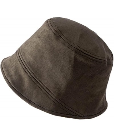 Autumn Suede Bucket Hat Women Flat Top Cap Solid Color Irregular Brim Fisherman Hats Outdoor Travel Sunbonnet Green $18.16 Bu...