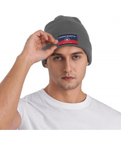 Happy Juneteenth Independence Day Freedom Day Knitted Hat Beanie Winter Warm Caps - Men Women Black Deep Heather $20.77 Skull...