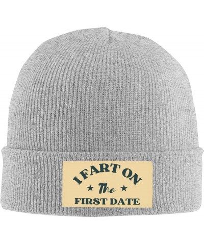 I Fart On The First Date Beanie Winter Hat Men Women Knit Hat Warm Knitted Brimless Cap Gray $18.58 Skullies & Beanies