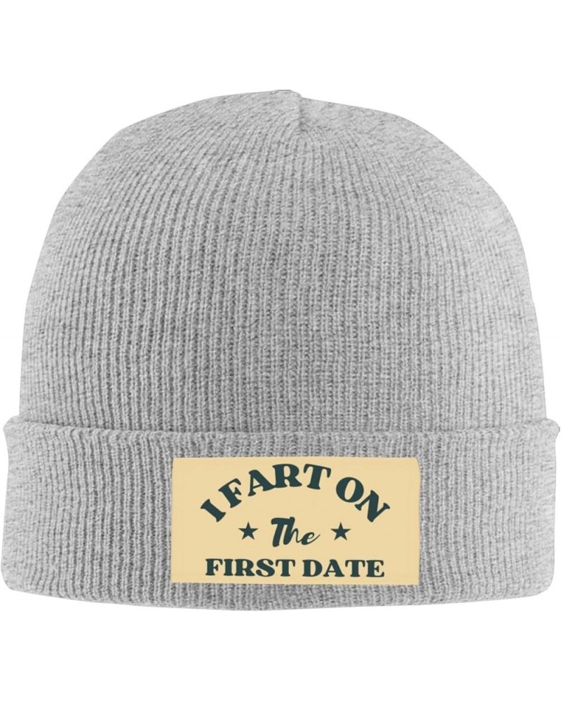 I Fart On The First Date Beanie Winter Hat Men Women Knit Hat Warm Knitted Brimless Cap Gray $18.58 Skullies & Beanies