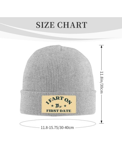 I Fart On The First Date Beanie Winter Hat Men Women Knit Hat Warm Knitted Brimless Cap Gray $18.58 Skullies & Beanies