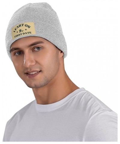 I Fart On The First Date Beanie Winter Hat Men Women Knit Hat Warm Knitted Brimless Cap Gray $18.58 Skullies & Beanies